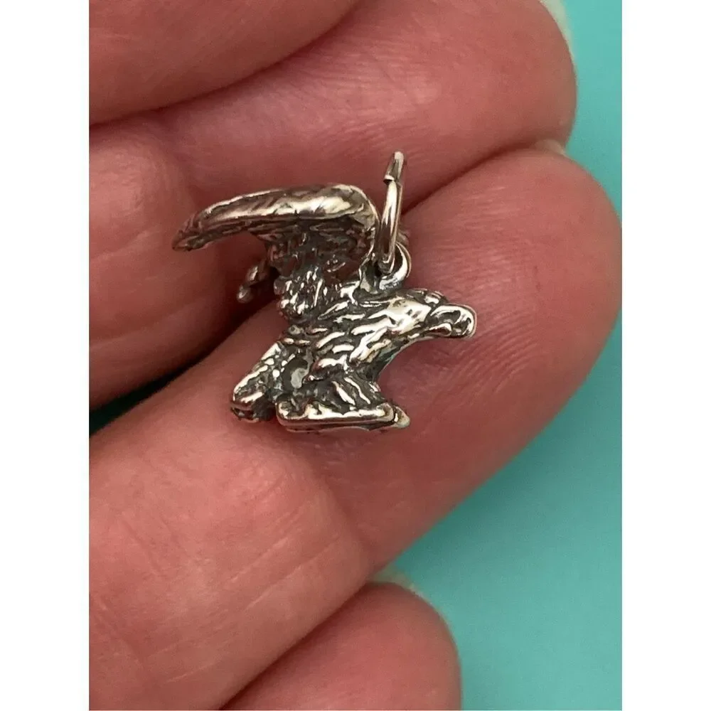 .925 Eagle Vintage Sterling Silver Jewelry Charm #majestic